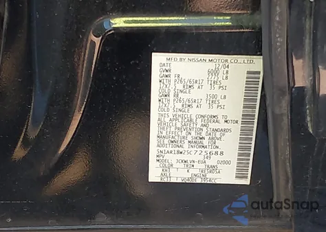 2005 Nissan Pathfinder Le from USA, damaged, VIN 5N1AR18W25C725688